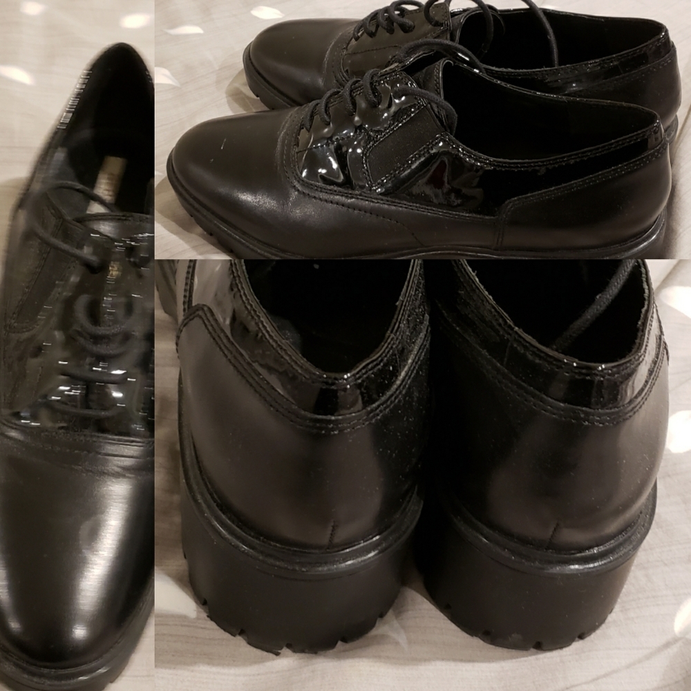 Geox like new black leather shoes.